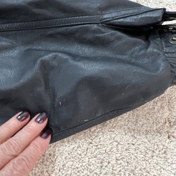 Port Authority Mens Leather Jacket XL Black Bomber ESPN - Picture 11 of 13